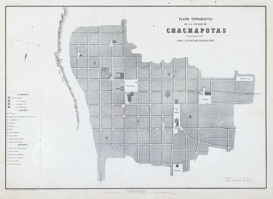 Soldan, Paz. Plano Topografico de la Cuidad de Chachopoyas. Paris, ca. 1865.