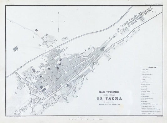 Soldan, Paz. Plano Topografico de la Cuidad de Tacna. Paris, ca. 1865.