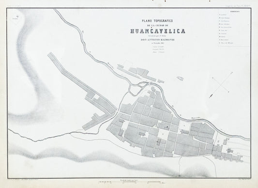 Soldan, Paz. Plano Topografico de la Cuidad de Huancavelica. Paris, ca. 1865.