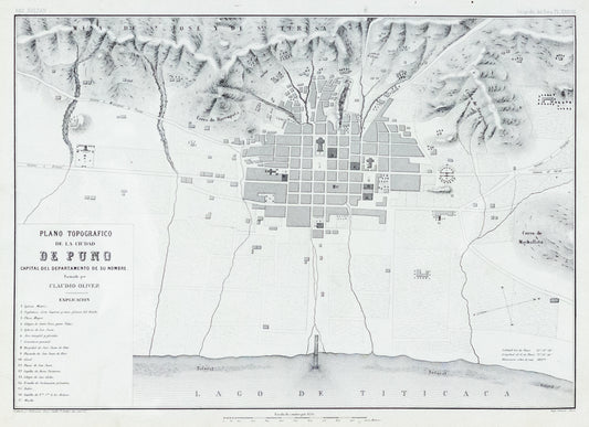 Soldan, Paz. Plano Topografico de la Cuidad de Puno. Paris, ca. 1865.
