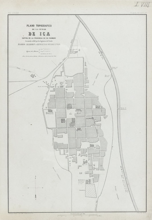 Soldan, Paz. Plano Topografico de la Ciudad de Ica. Paris, ca. 1865.