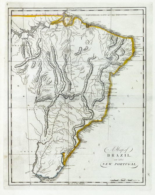 Carey, Mathew. Map of Brazil, now called New Portugal. Philadelphia, 1814.