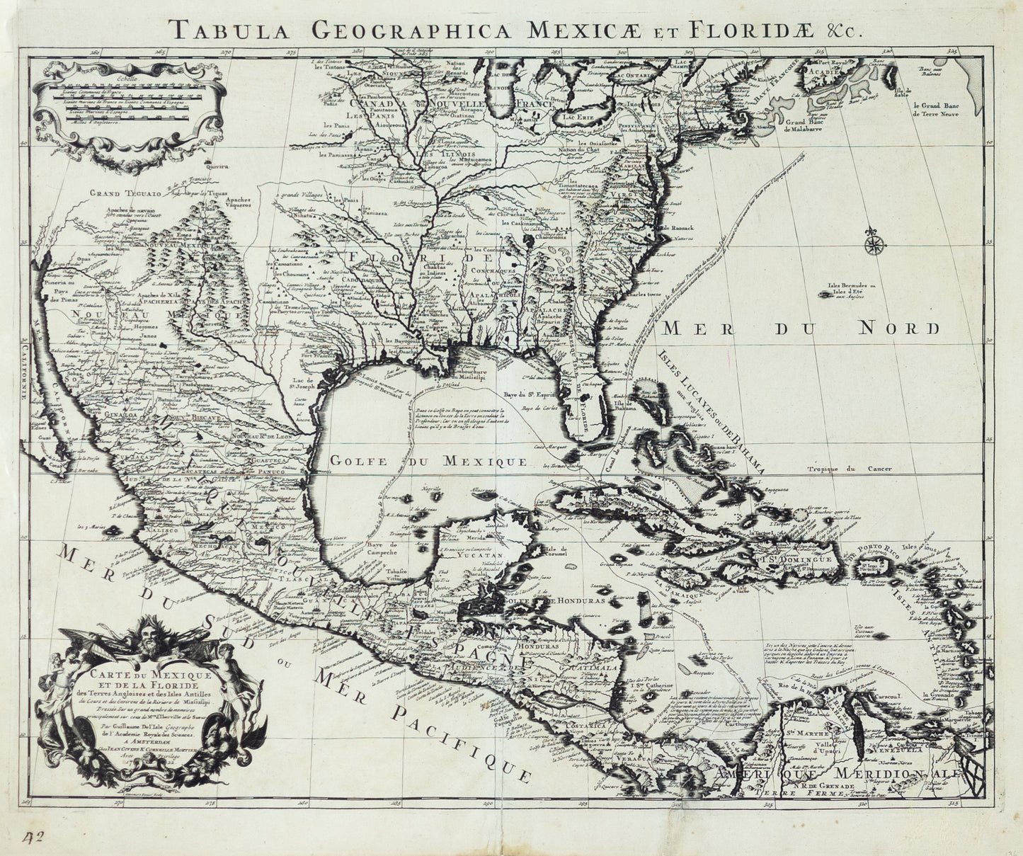 L'isle, Guillaume de. Tabula Geographica Mexicae et Floridae. Amsterdam, ca. 1710.