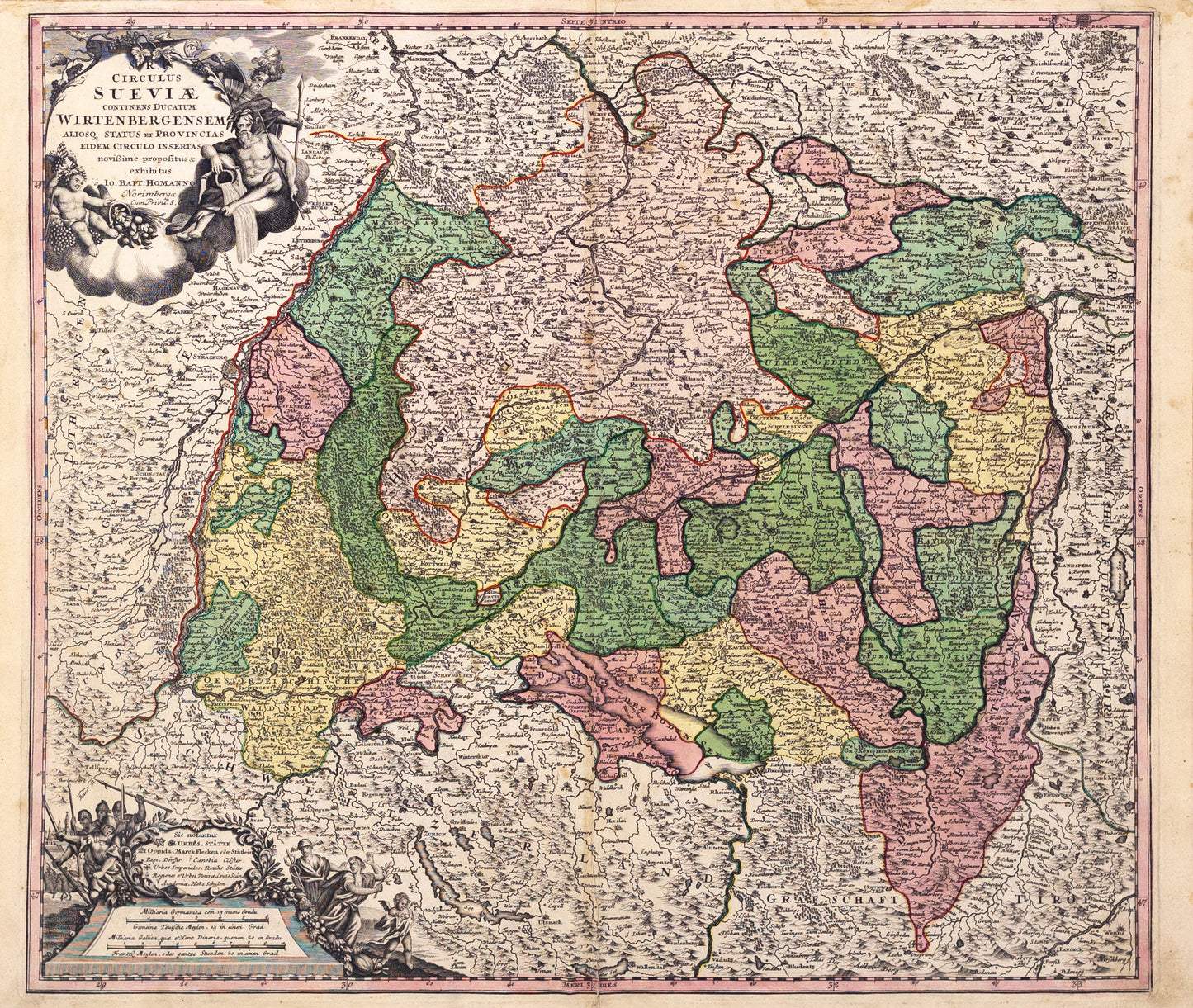 Baptiste, Johann Homann. Circulus Sueviae Continens Ducatum Wirtenbergensem. Nuremberg, ca. 1710.