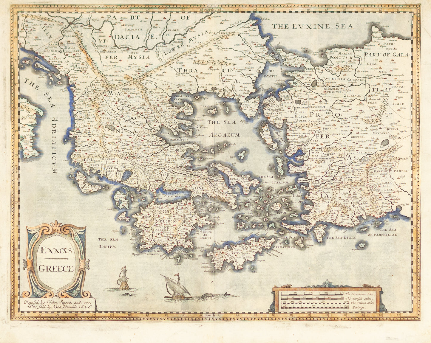 John Speed. Map of Greece. London, 1626.
