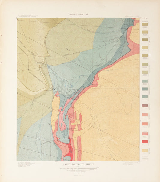 Bien, Morris. Aspen District Sheet Geology Sheet VI. 1891.