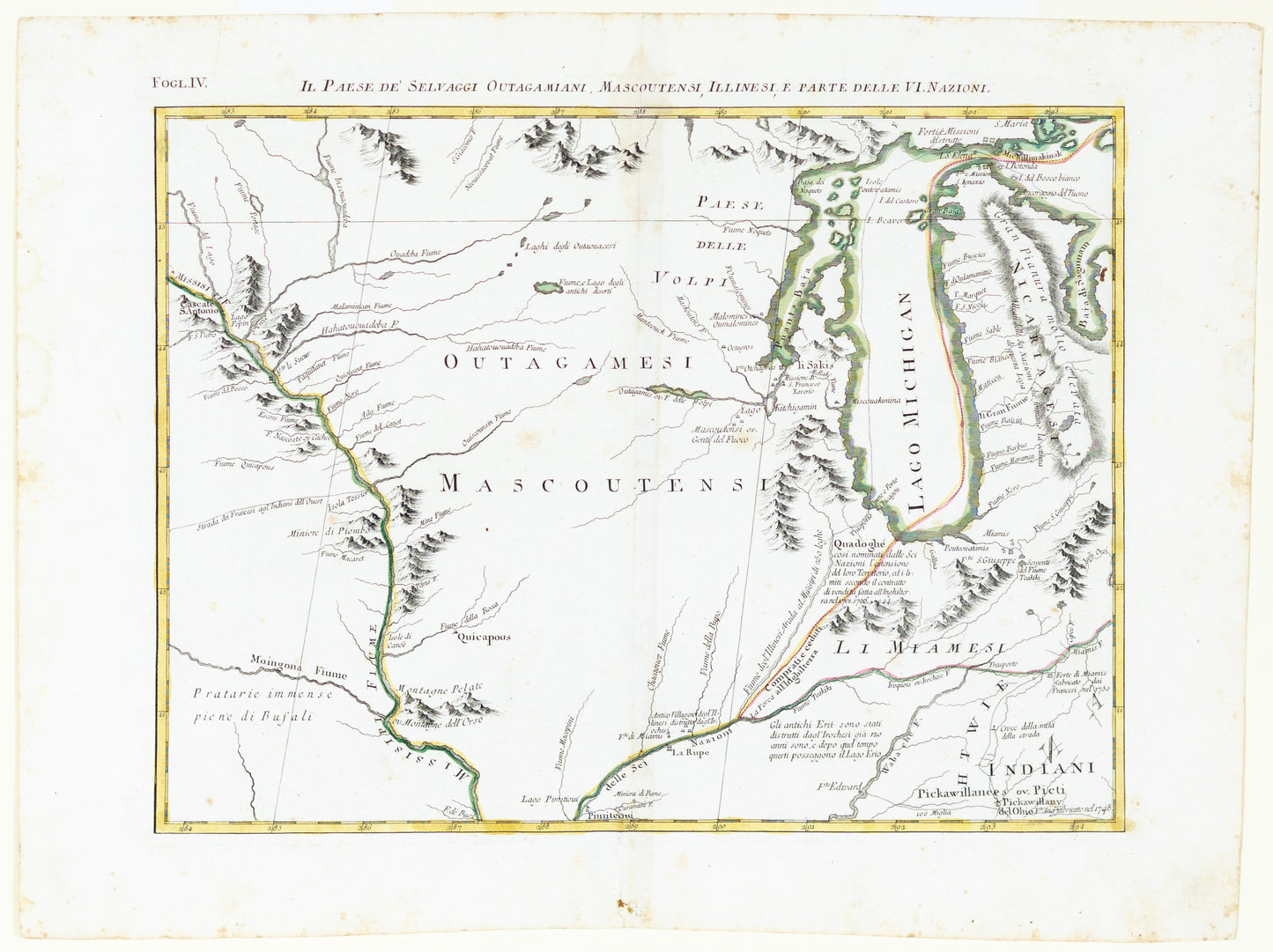 Zatta, Antonia. Il Paese De' Selvaggi Outagamiani, Mascoutensi, Illinesi, E Parte Delle VI. Nazioni. Venice, 1778.