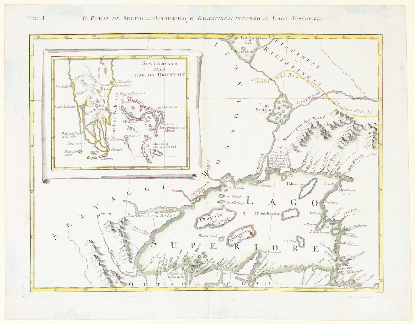 Zatta, Antonia. Il Paese de Selvaggi Outauace; si, e Kilistinesi Intorno al Lago Superiore. 1778.