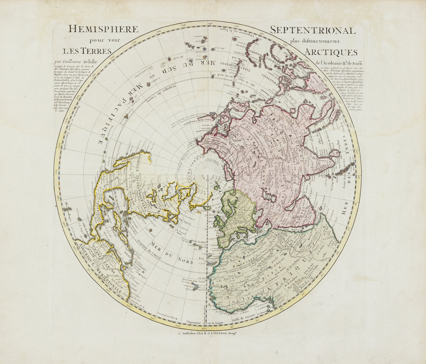 de L'Isle, Guillaume. Hemisphere Septentrional pur voir plus distinctoment les terres artiques. Paris, 1714
