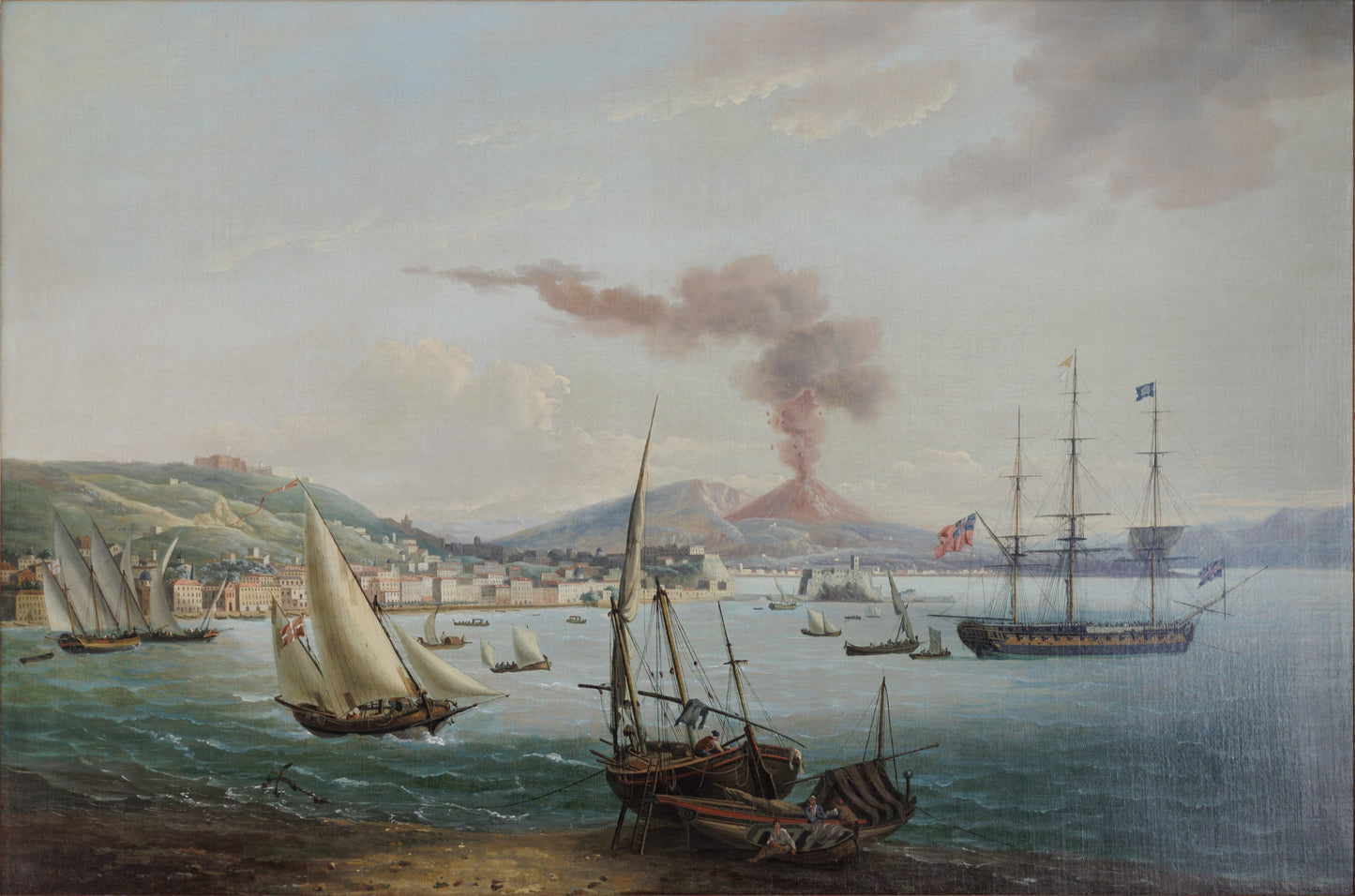 Serres, John Thomas (British, 1759-1825). A British Frigate in the Bay of Naples. 1823.