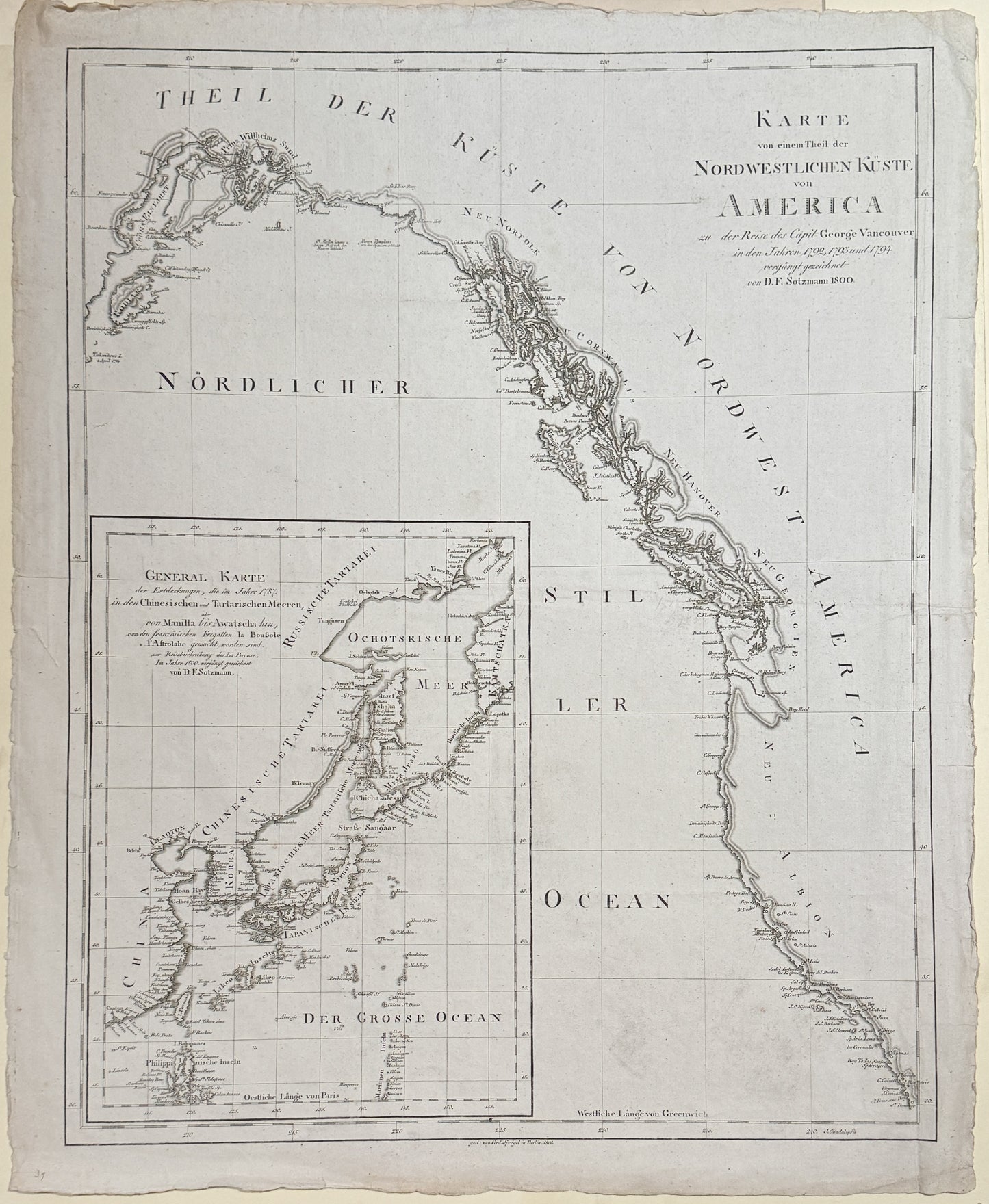 Daniel Friedrich Sotzmann. Karte von einem Theil de Nordwestlichen Küste von America of 1800