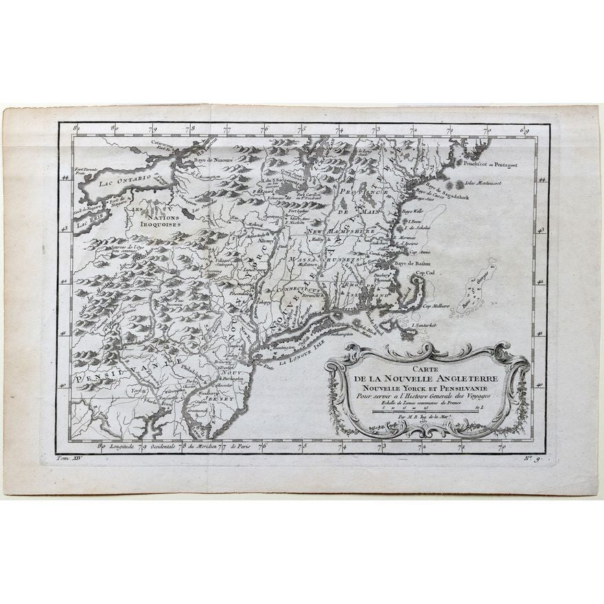 Bellin's Carte de la Nouvelle Angleterre Nouvelle Yorck et Pensilvanie