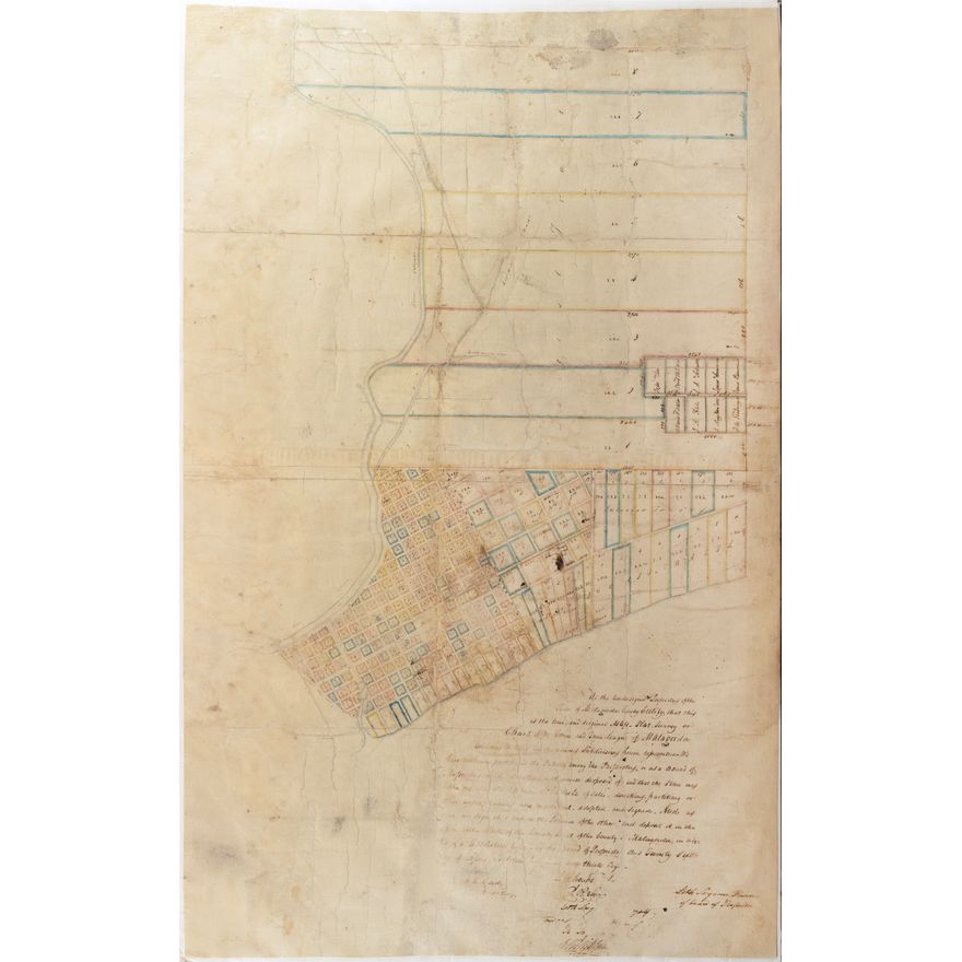Manuscript Map Survey of the Town of Matagorda, Texas and Environs - Third oldest town in Texas