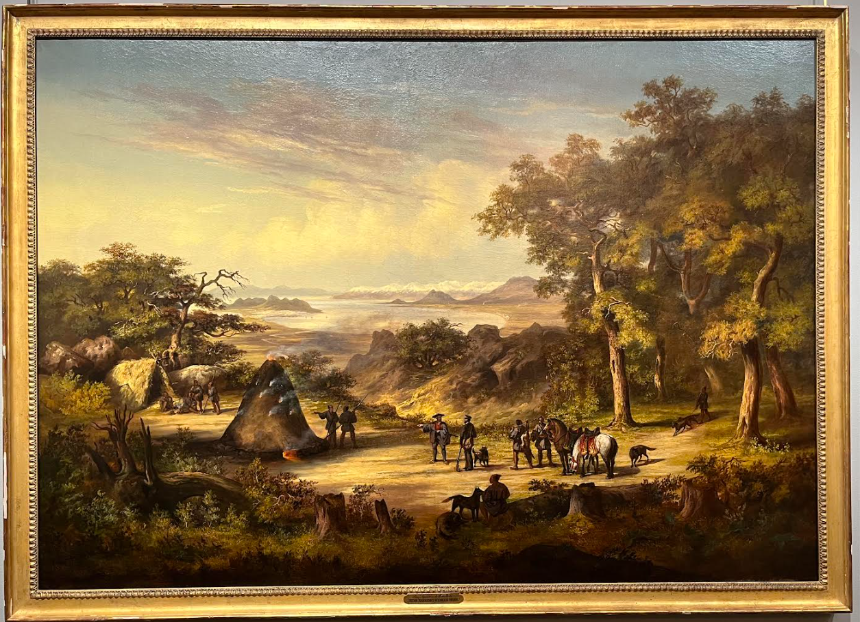 【イギリス風景画】レックス プリンストン Hey Wait for us 真贋 Wilhelm Heine (1827–1885). Encampment of Commodore Perry's