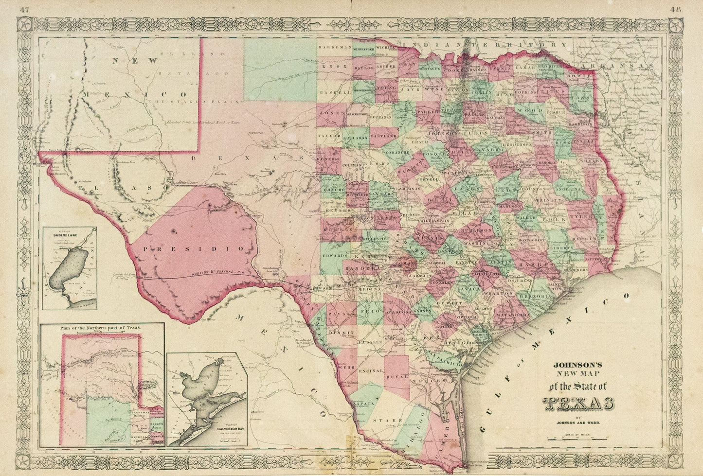 Johnson, AJ. Johnson's New Map of the State of Texas. New York, 1862.