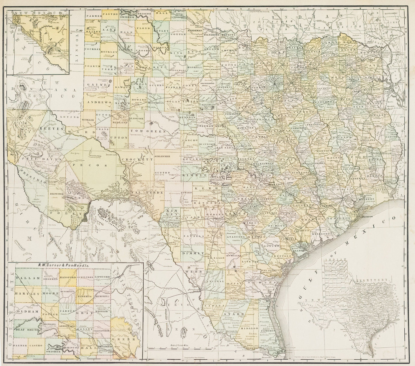 Rand McNally. Texas. Chicago, 1888.