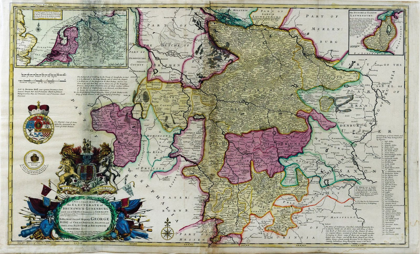 Herman Moll, A New and Exact Map of the Electorate of Brunswick-Lunenburg. 1722