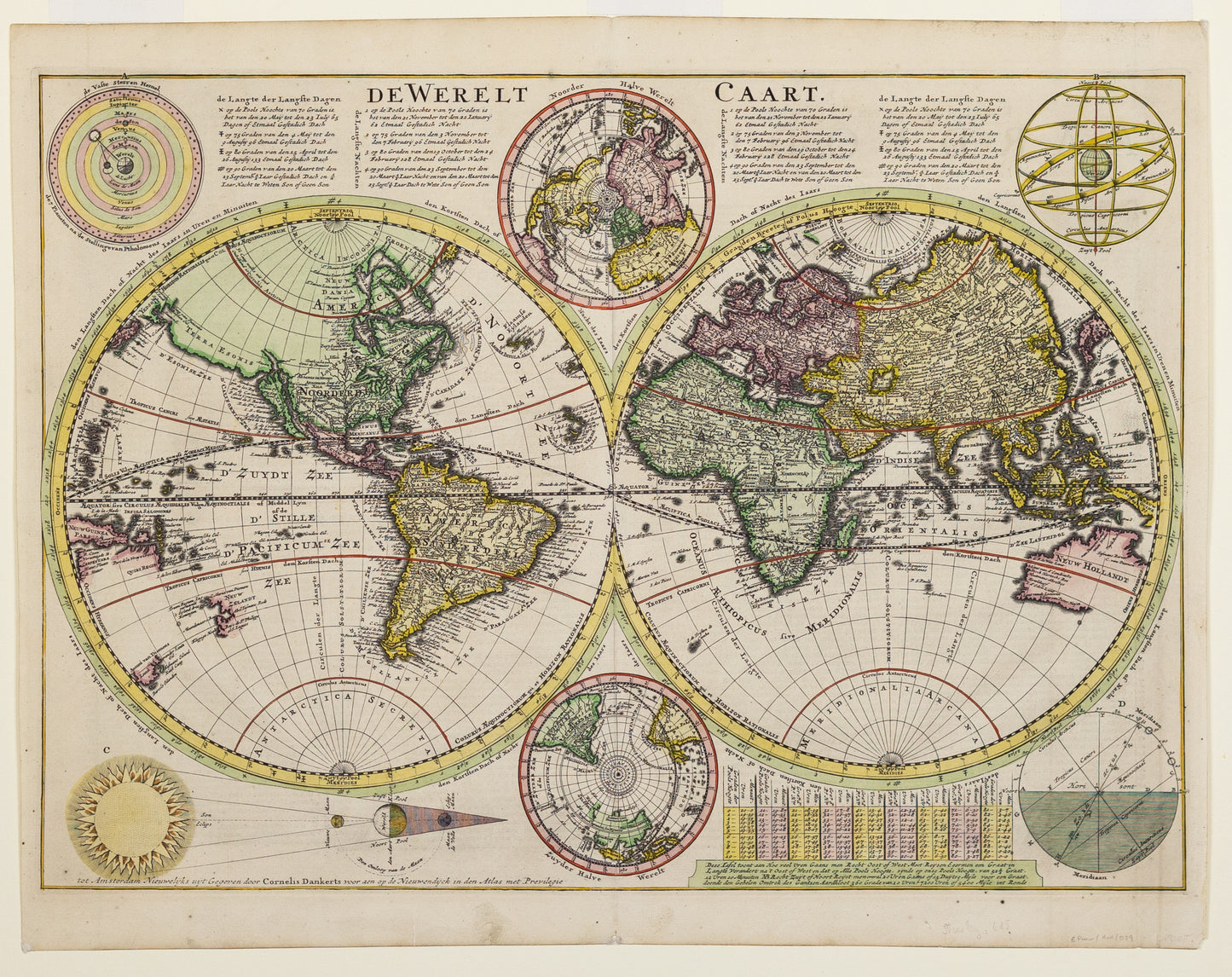Danckerts, Cornelis. De Werelt Caart. Amsterdam, ca. 1700