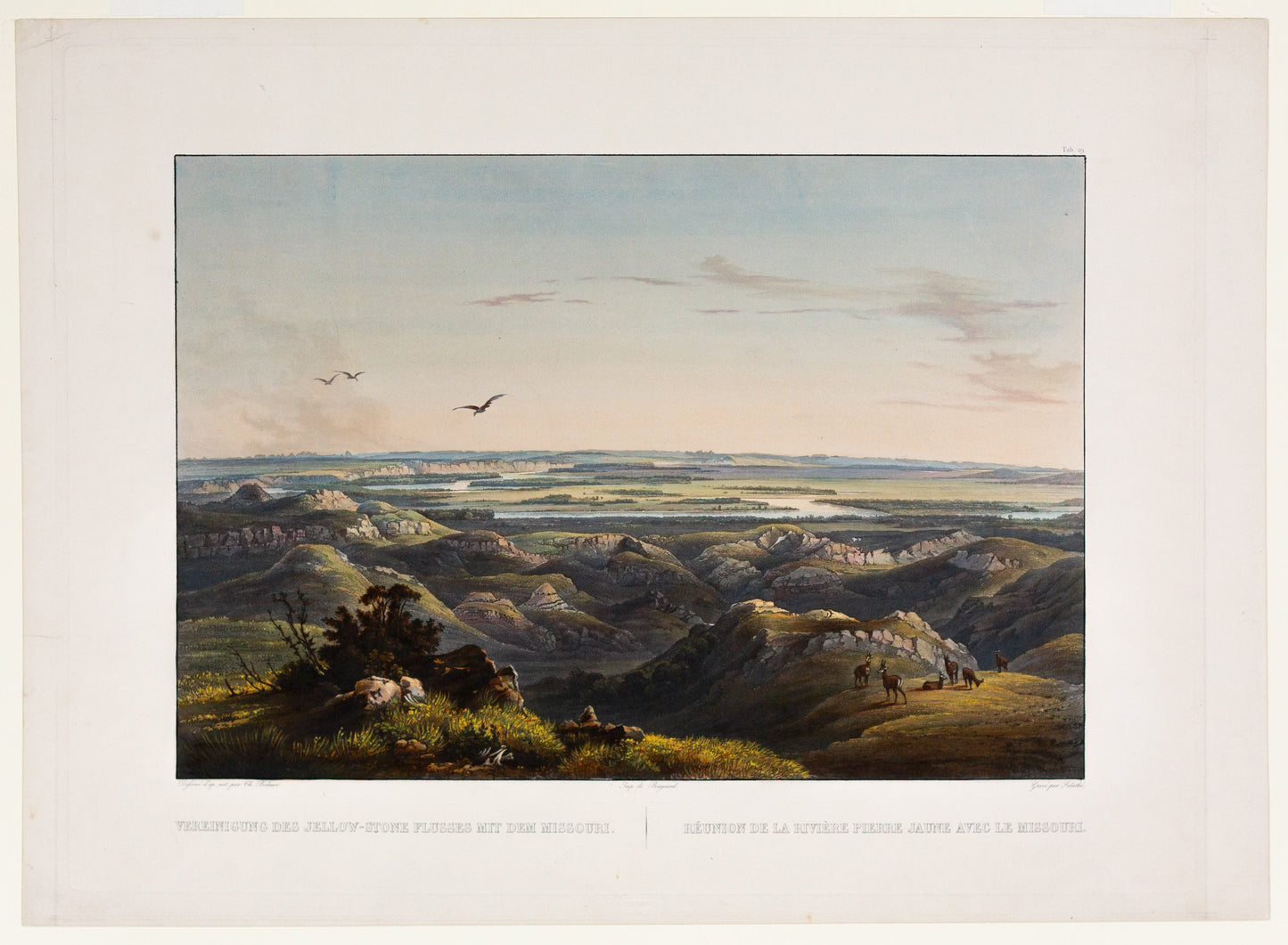 Karl Bodmer (1809-1893), Tab. 29, Junction of the Yellow Stone River with the Missouri