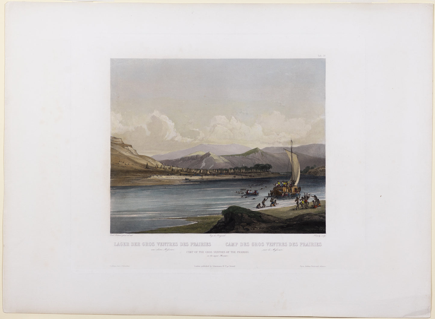 Karl Bodmer (1809-1893), Tab. 38, Camp of the Gros Ventres of the Prairies
