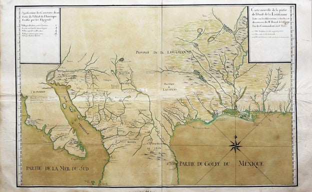 LA HARPE, Jean-Baptiste Benard de (1683-1775) Carte nouvelle de la partie de l'Ouest de la Louisanne faitte sur les observations, recherches, et decouvertes de ...1722 - Arader Galleries