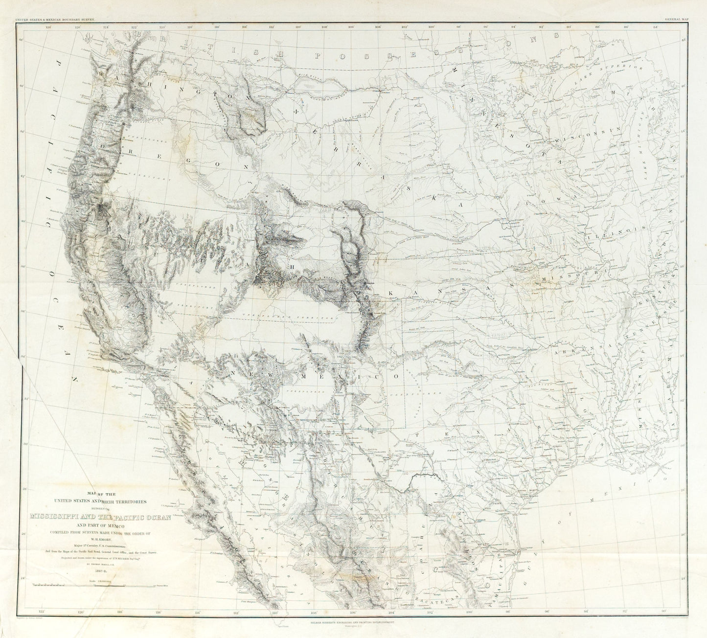 Jeckyll, Thomas. Map of the United States and their Territories between the Mississippi River and the Pacific Ocean. Washington DC, 1857-8.