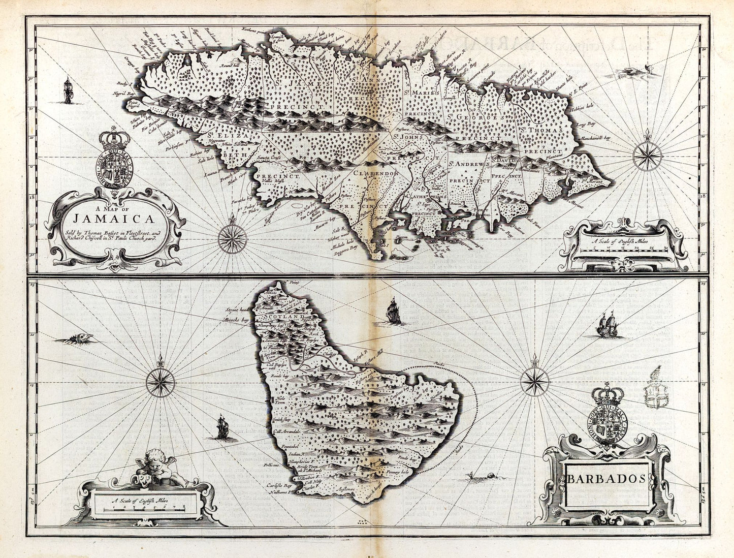 Speed. A Map of Jamaica and Barbados. London, 1676.