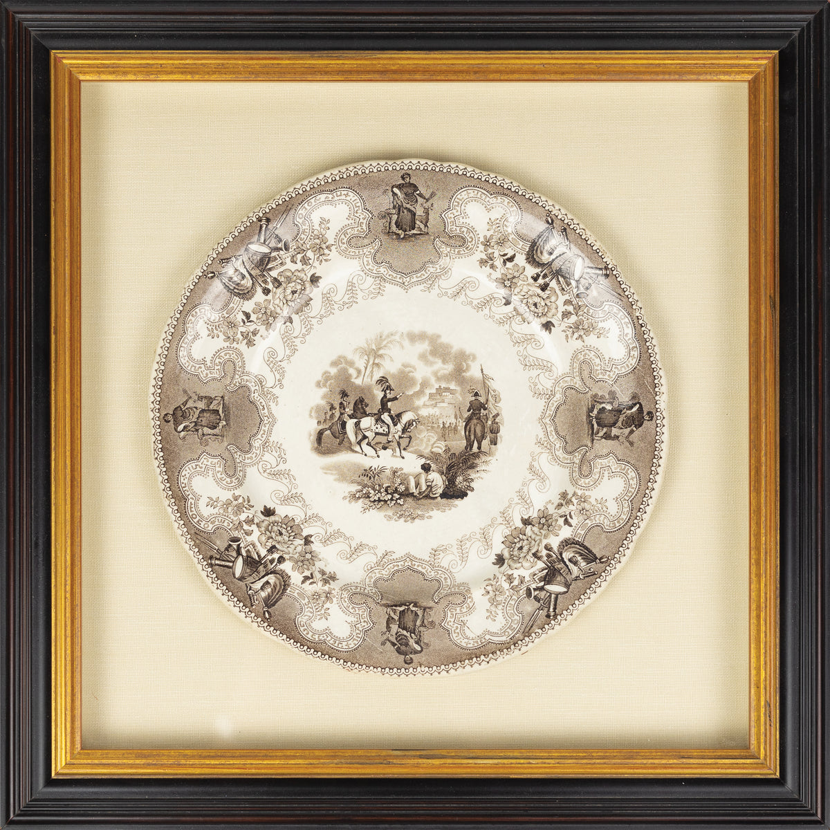 [Texian Campaigne], Historical Staffordshire brown Transferware plate