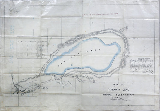 MONROE, Eugene (Surveyor), Map of Pyramid Lake Indian Reservation, Nevada