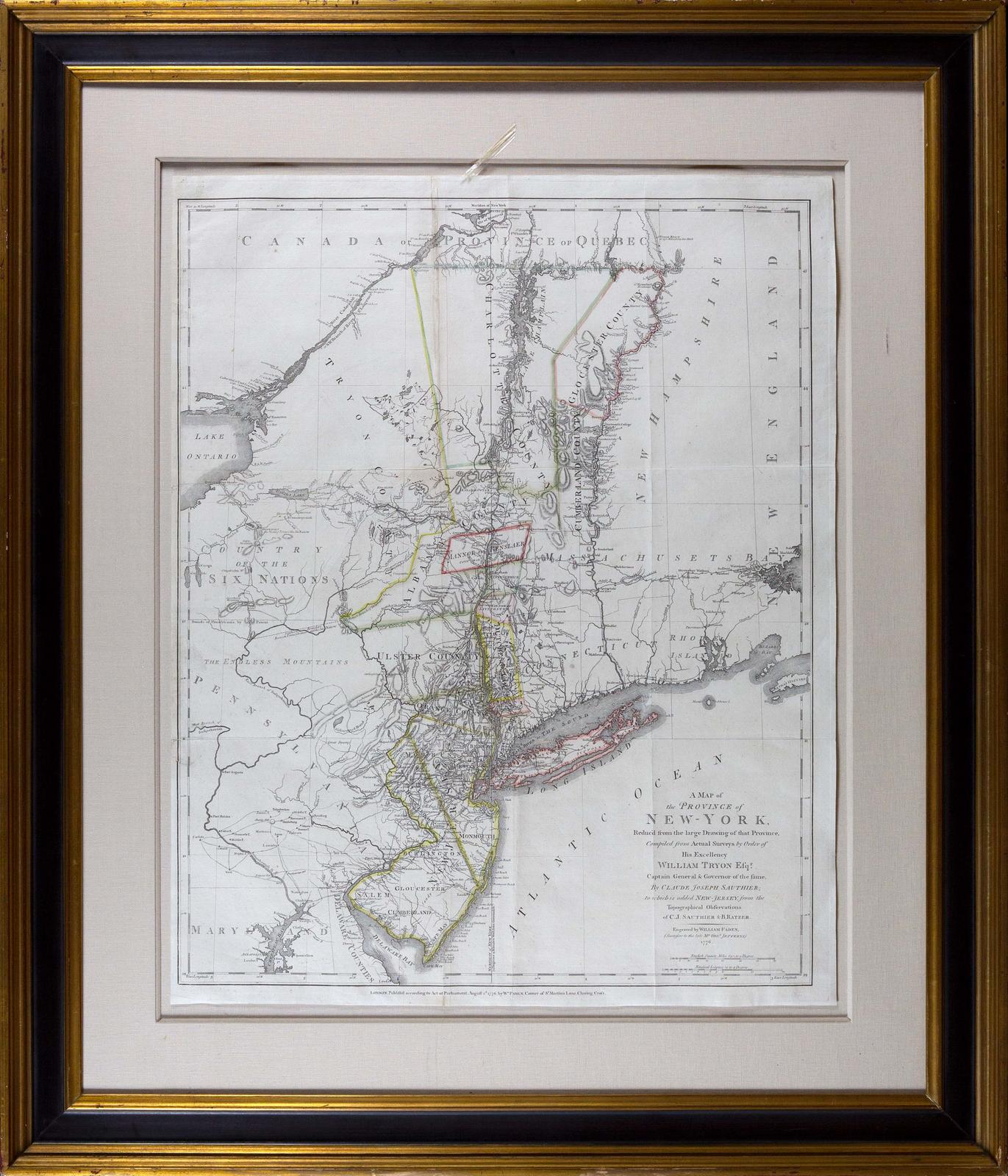 FADEN & SAUTHIER MAP OF THE PROVIENCE OF NEW YORK, 1776 – Arader Galleries