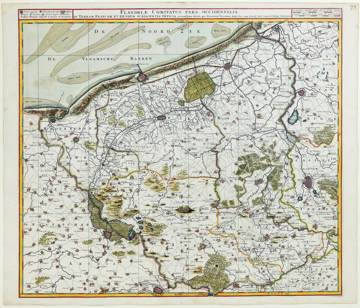 VISSCHER II, Nicholas (1649 – 1702), Flandriae Comitatus Pars Occidentalis...[Western Flanders or Belgium]