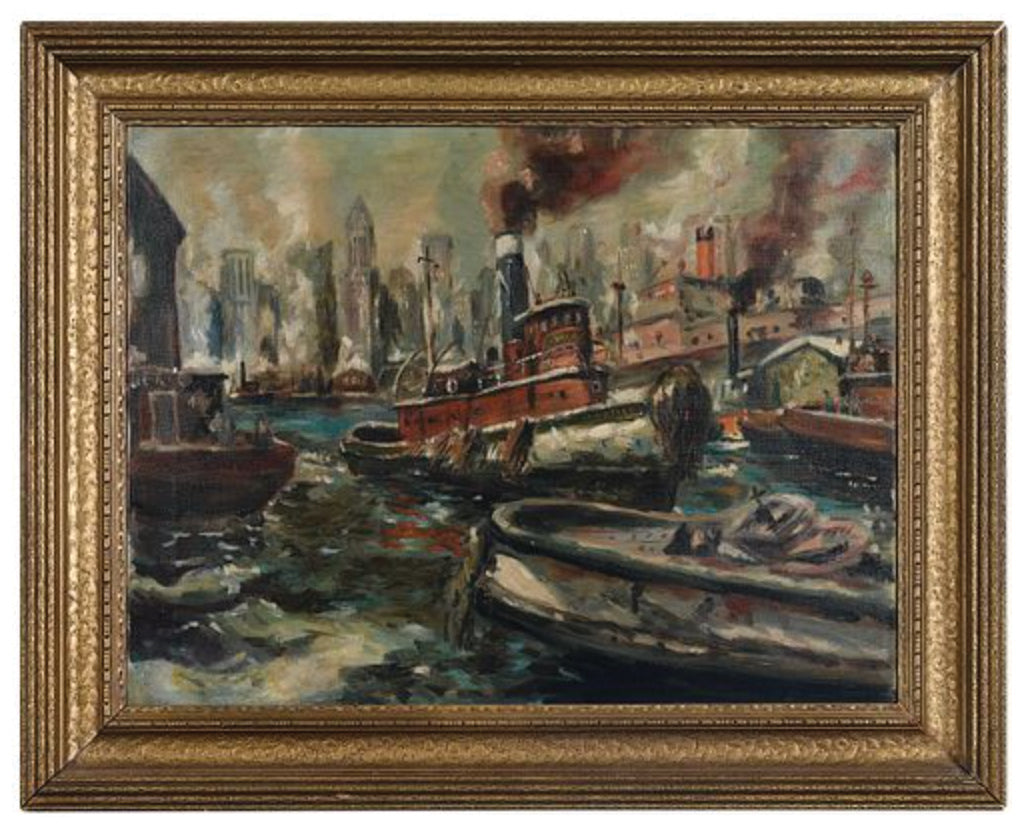 MARSH, Reginald (American, 1898-1954), Tugboats, New York Harbor - 1948