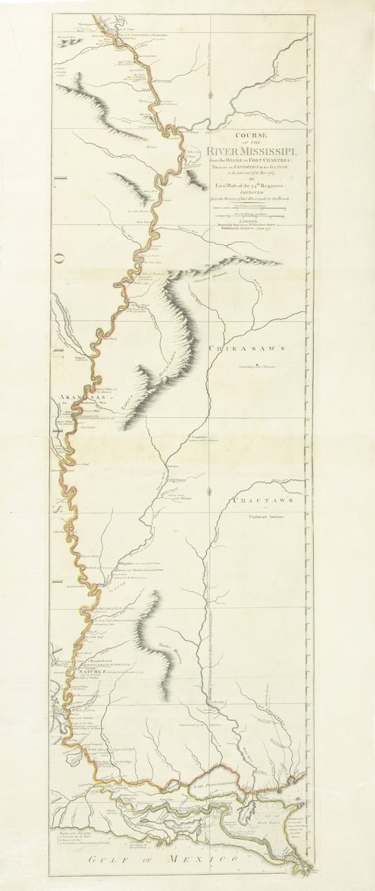 ROSS, Lieutenant John (1744-1809), Course of the Mississippi from the Balise to Fort Chartres; taken on an Expedition to the Illinois in the latter end of the year, 1765