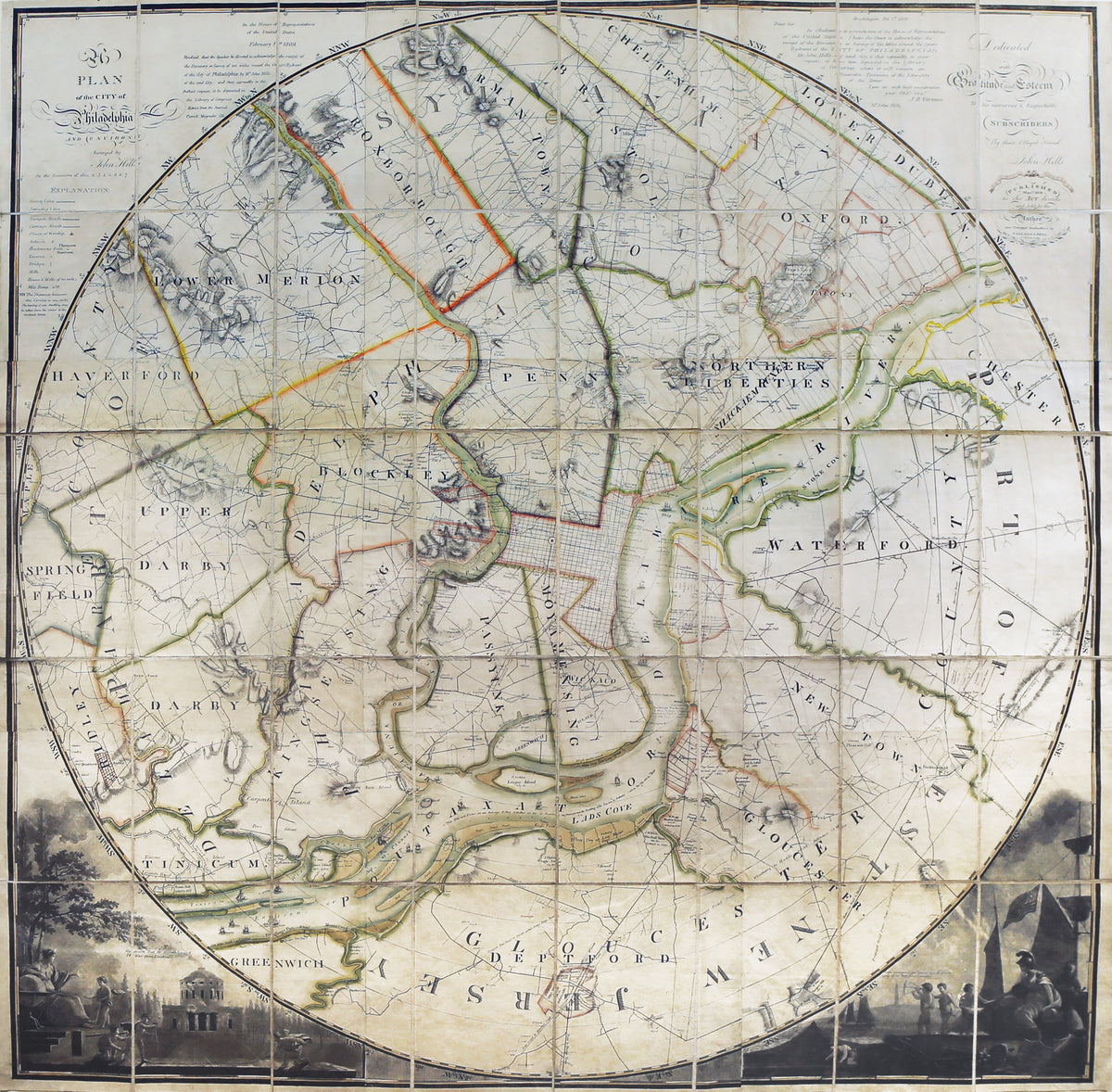 HILLS, John [Surveyor], KNEASS, William (1780-1840) [Engraver], VARNUM, Joseph Bradley (1751-1821 ) [Publisher], Plan of the city of Philadelphia and environs