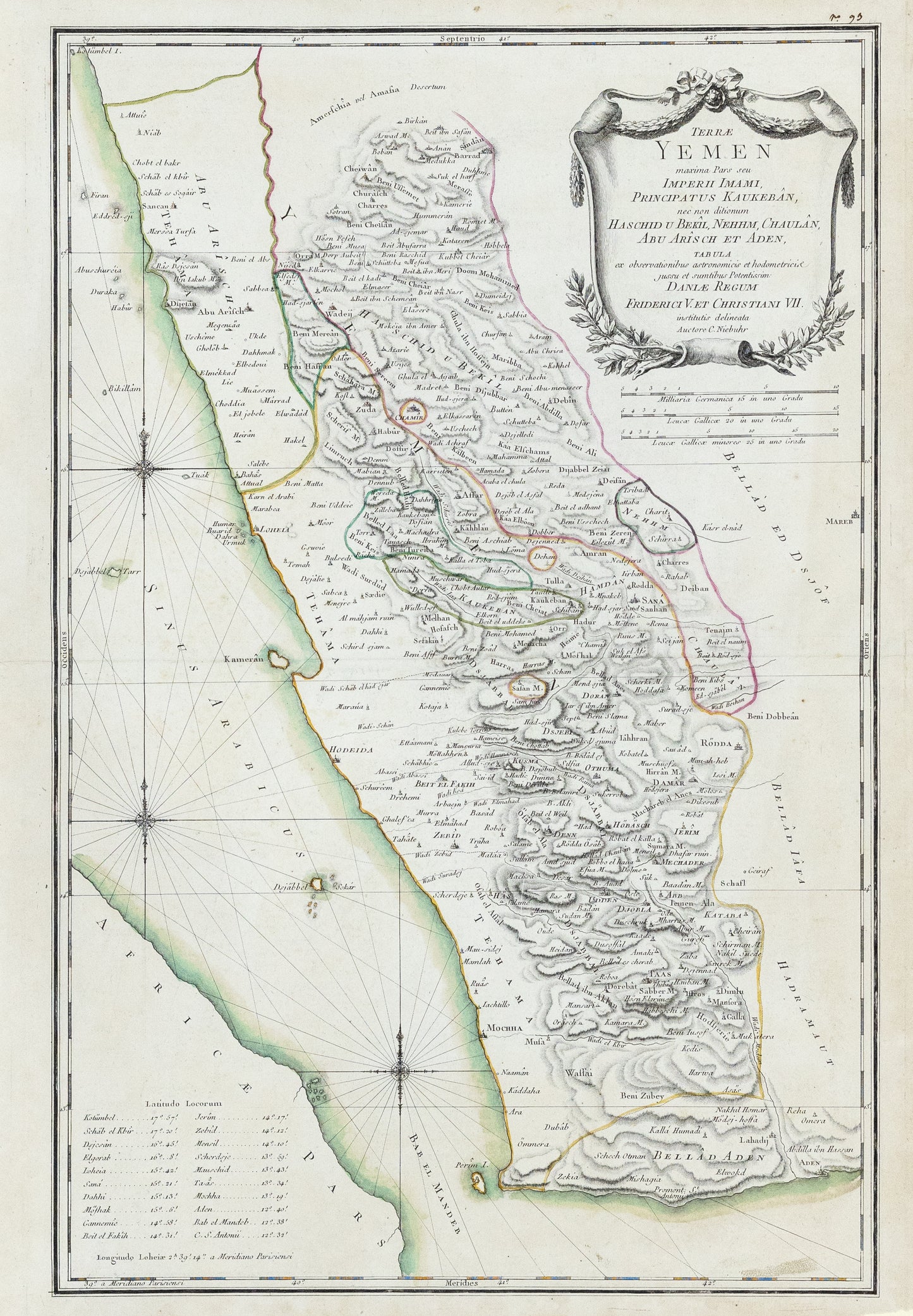 Niebuhr, Carsten. Terre Yemen Maxima pars seu. Copenhagen: c. 1771