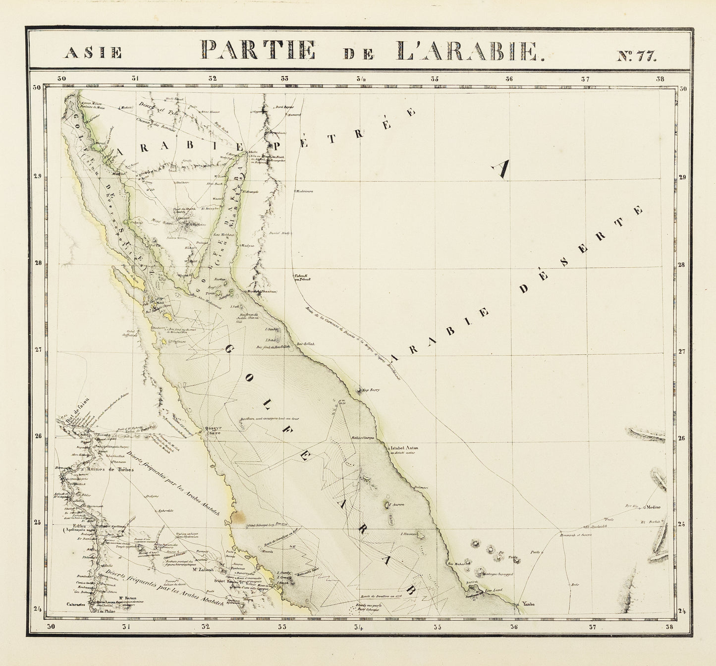 Vandermaelen, Philippe. Partie de L'Arabie. Asie No 77. Brussels: c. 1827