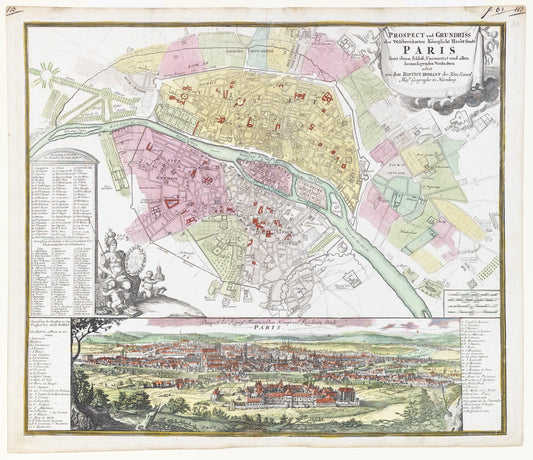 HOMANN, Johann Baptiste. Prospect and Grundiss... Paris. Nuremberg: 1732.