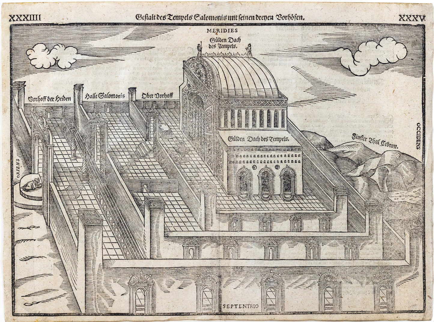 Bunting, Henrich. Gestalt des Tempels Mit Seinen Dreyen Vorhofen. Leipzig: 1585