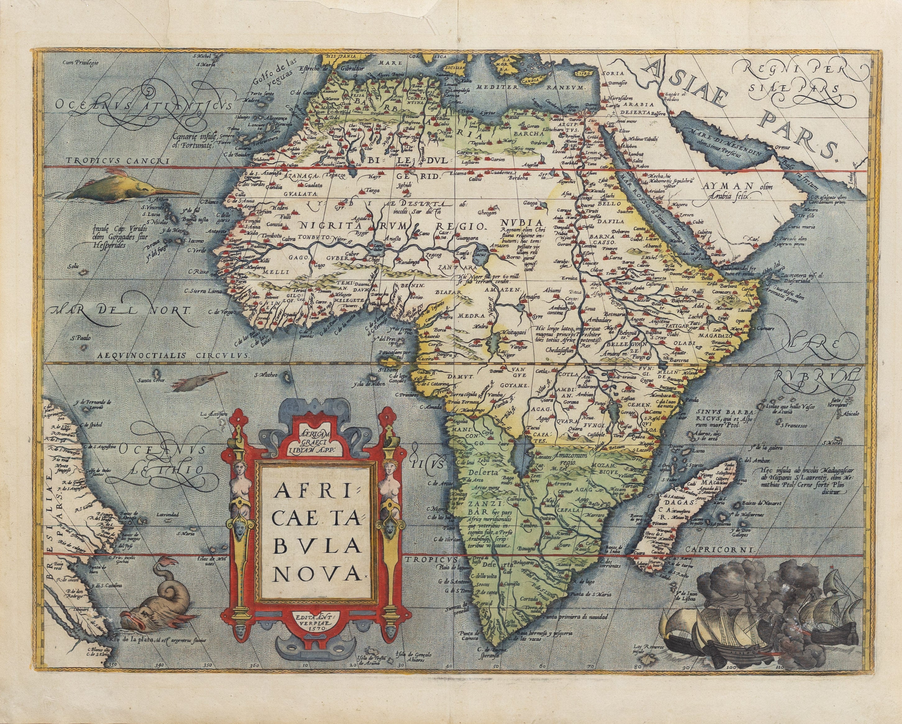 Ortelius, Abraham. Africae Tabula Nova. Antwerp: C. 1570 – Arader Galleries