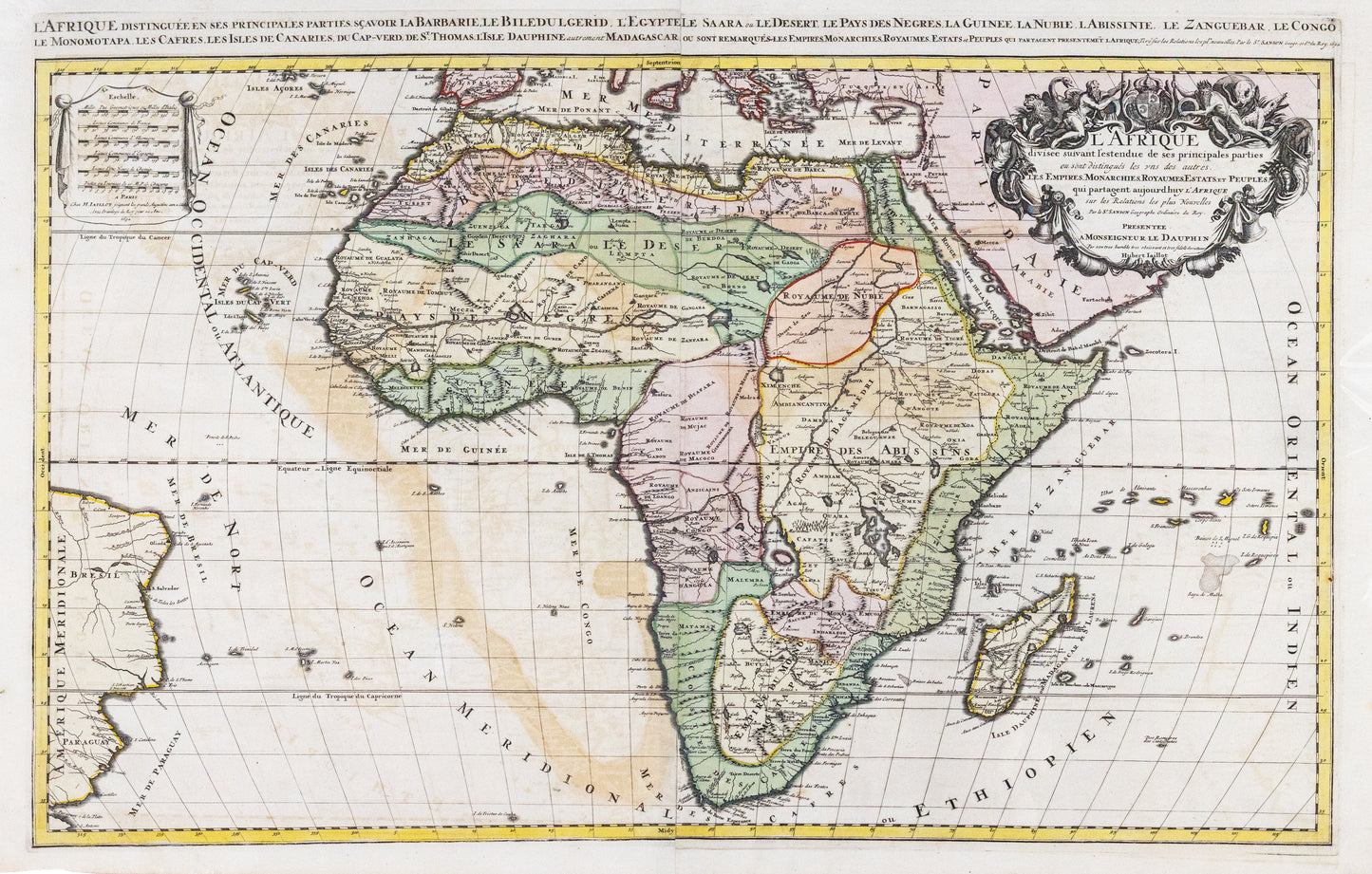 Jaillot, Hubert. L'Afrique distinguee ses principales parties scavoir le barbarie, le biledulgerid, l'egyptele saara ou le desert.... Paris: 1962