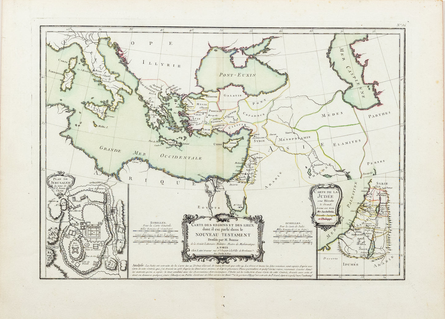 Bonne, Rigobert. Carte de Regions et des lieux dont il est parle dans le Nouveau Testament. Paris, 1760s-1770s
