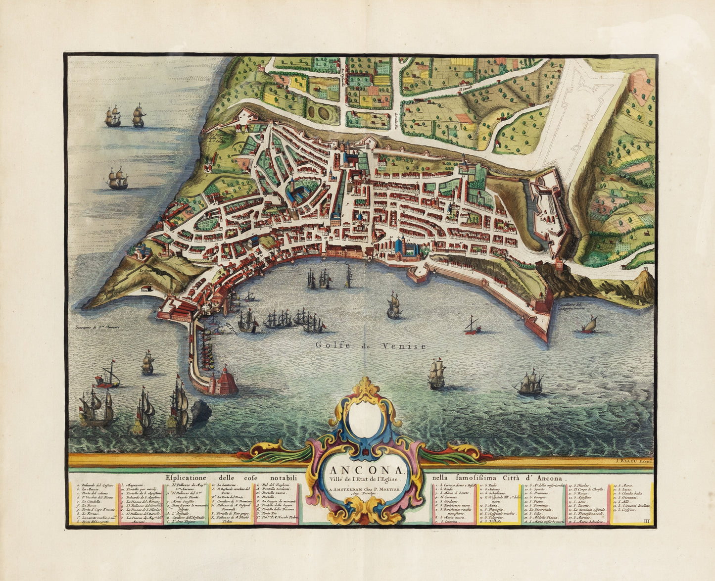Blaeu, John. Ancona. Ville de l'Etat de l'Eglise. Amsterdam: 1704