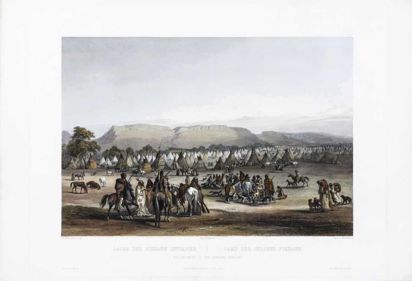 Karl Bodmer (1809-1893), Tab. 43, Encampment of the Piekann Indians