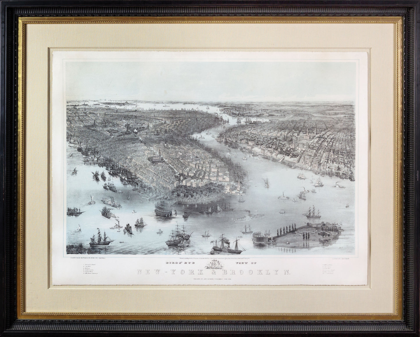 JOHN BACHMANN (1814–1896) Birds’ Eye View of New-York & Brooklyn. 1851