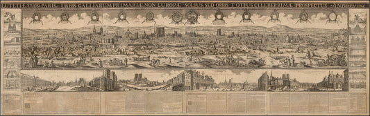 Berey, Nicolas after Noël Cochin. Lutetiæ, vulgo, Paris, urbis Galliarum primariæ, non Europæ solius, sed orbis totius celeberrimæ prospectus.