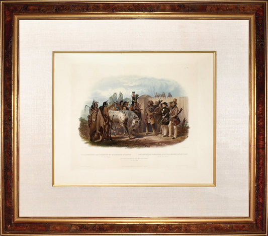 BODMER, Karl (1809-1893). Travellers meeting with Minatarre Indians, Vig. 26. - Arader Galleries