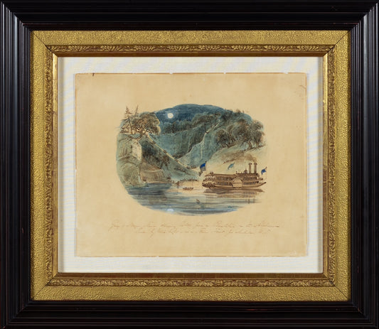 William Henry Brooke, Preparatory Watercolor for “Slaves Shipping Cotton by Torch-Light” (1842)
