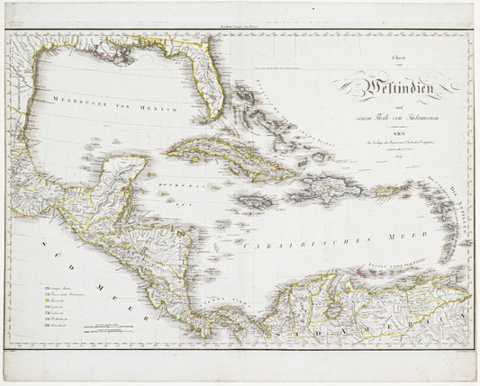 Kuhn, L. Charte von Westindien und einem Theile von Sudamerica. Vienna, 1809. [West Indies]