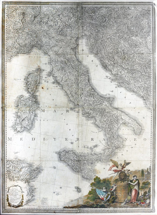 Rizzi-Zannoni, Giovanne Antonio. L'Italia... in quarto fogli imperiali con l'aggiunte dei luoghi e strade postali. Venice, 1806 [Italy]