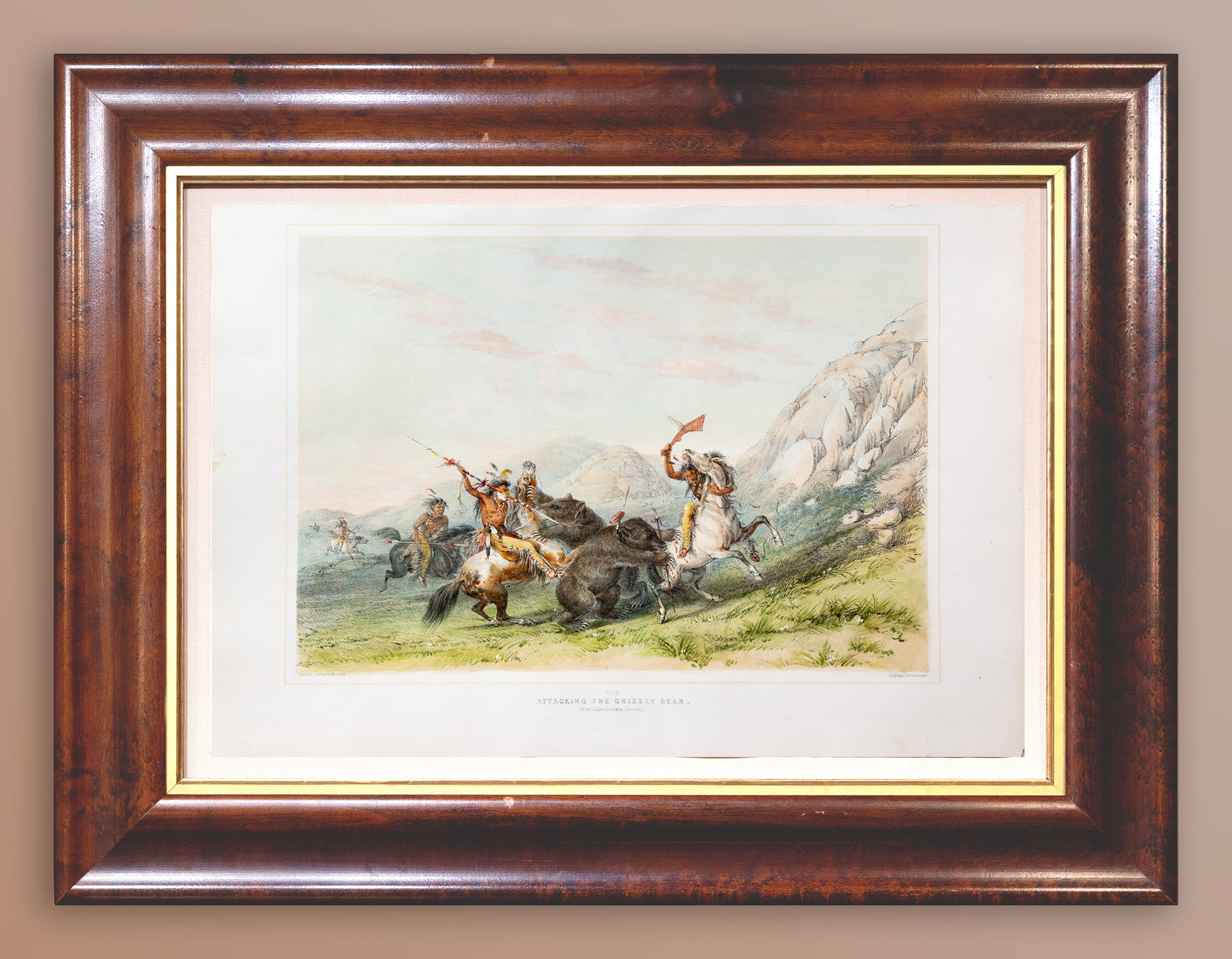 George Catlin (1794-1872), North American Indian 19 Attacking the Grizzly Bear